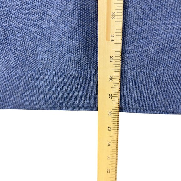 John W. Nordstrom Sweater Men M Blue Italian Merino Wool Waffle Knit 1/4 Zip - Picture 11 of 12